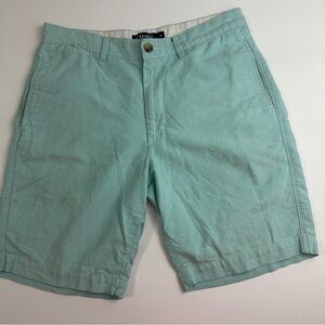 Chaps Chino Teal Oxford Cloth Bermuda Shorts Mens 32 Flat Front 100% Cotton